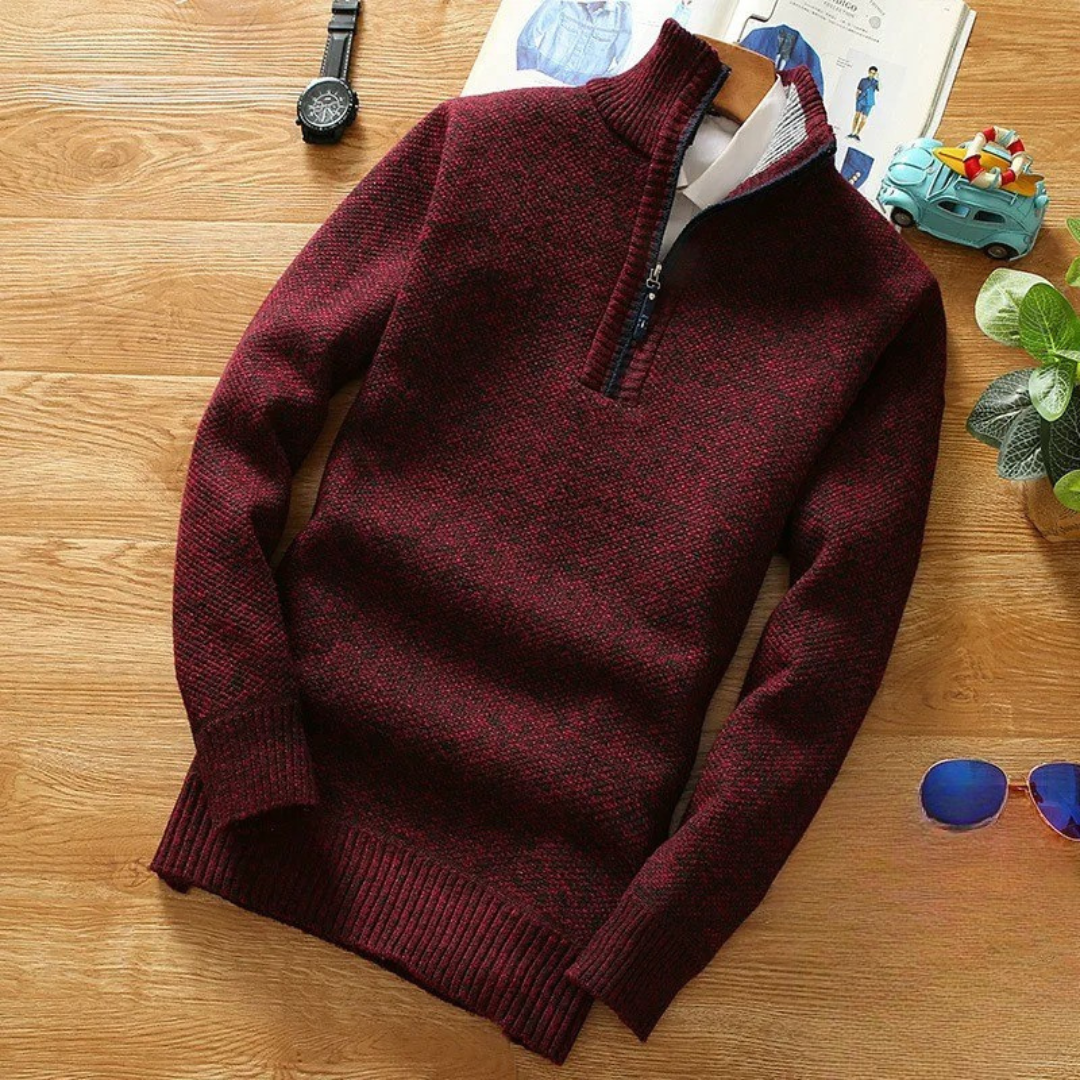 Half Zip Fleece Knitted Sweater for Men – NordicLayer Pullover