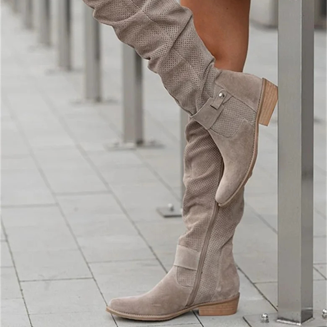 Knee-High Boots – Arlo Suede Perforated Boots