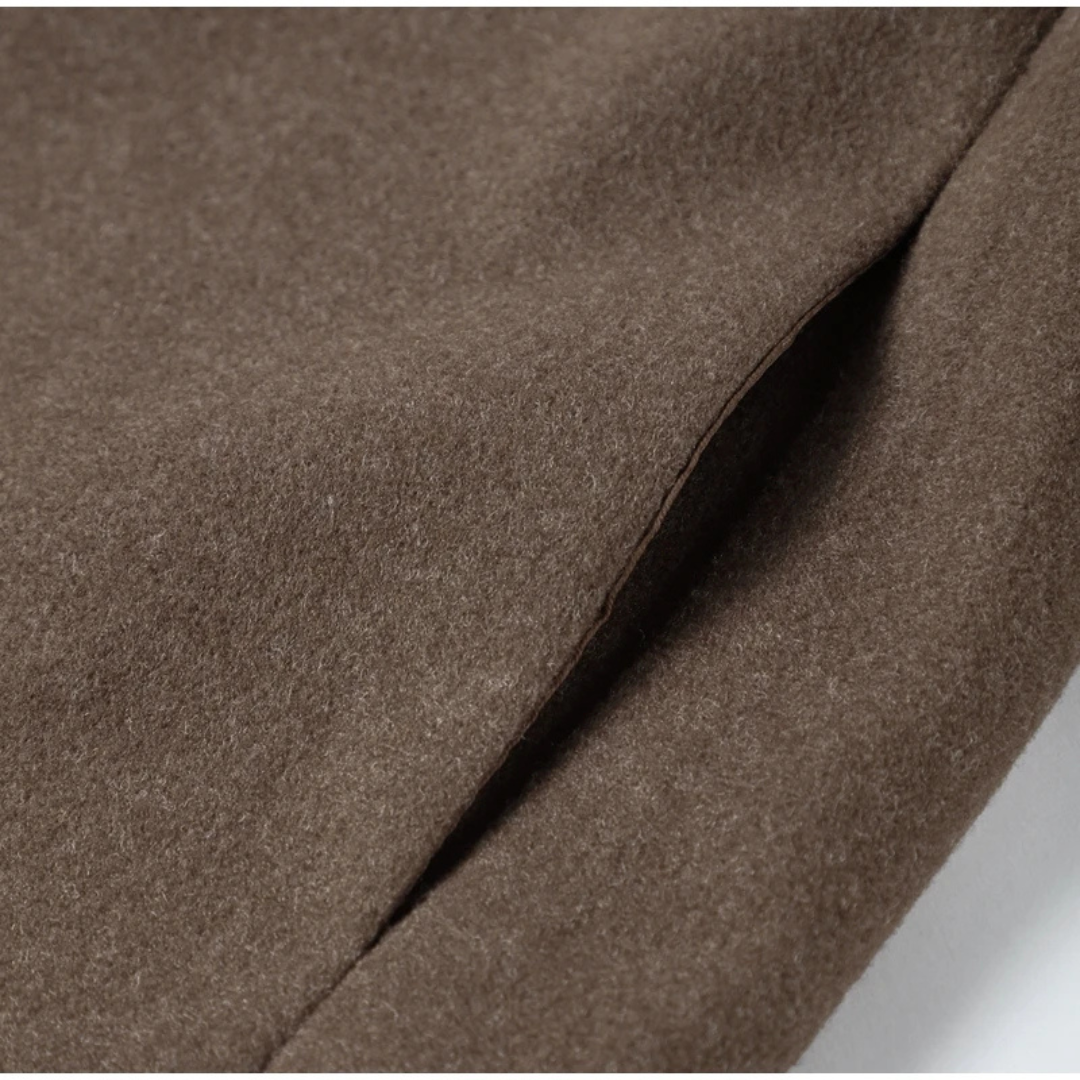 Women’s Cropped Wool-Blend Zip Jacket – Minimalist Wide Sleeve Coat