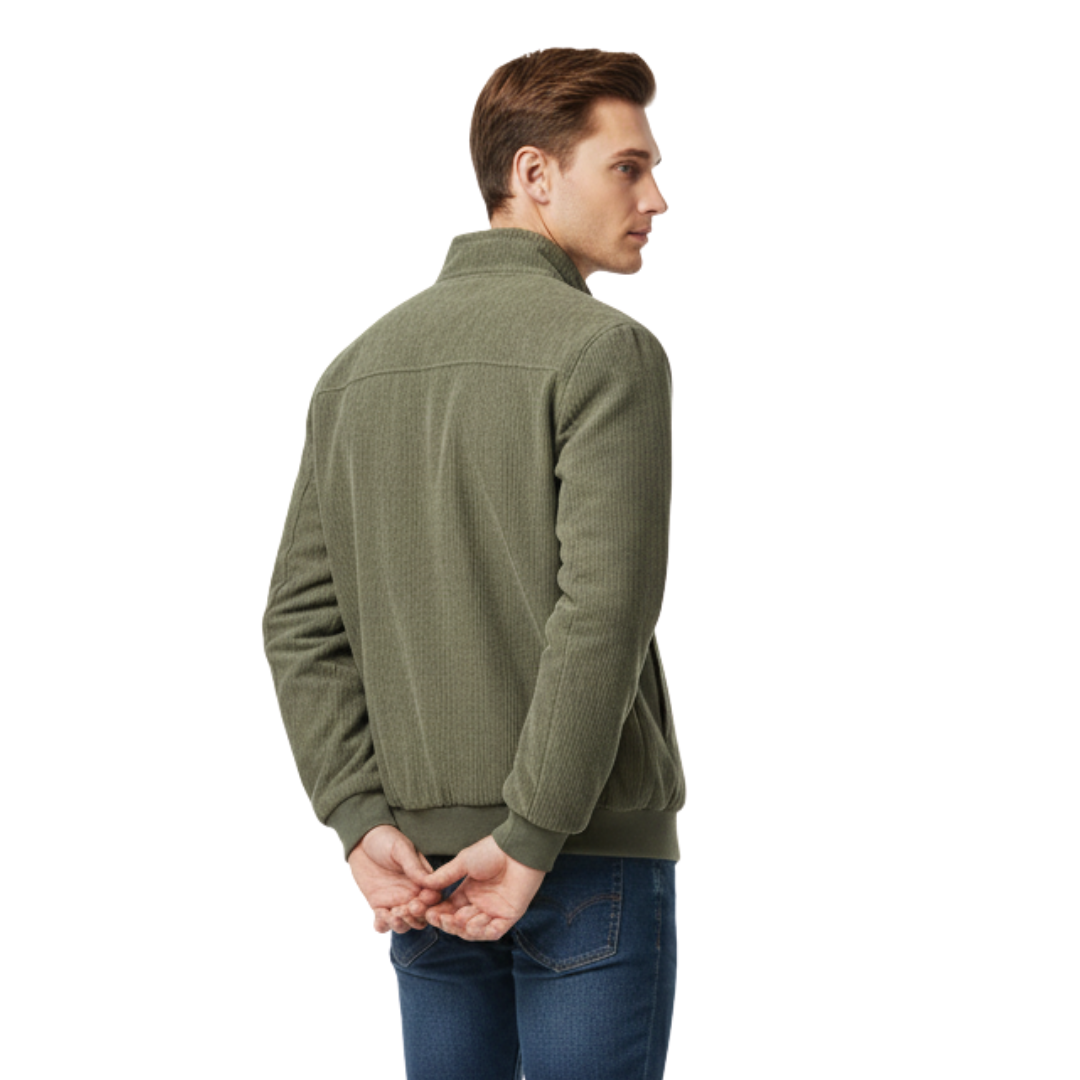 Men’s Corduroy Fleece-Lined Jacket – Warm Winter Zip-Up Coat