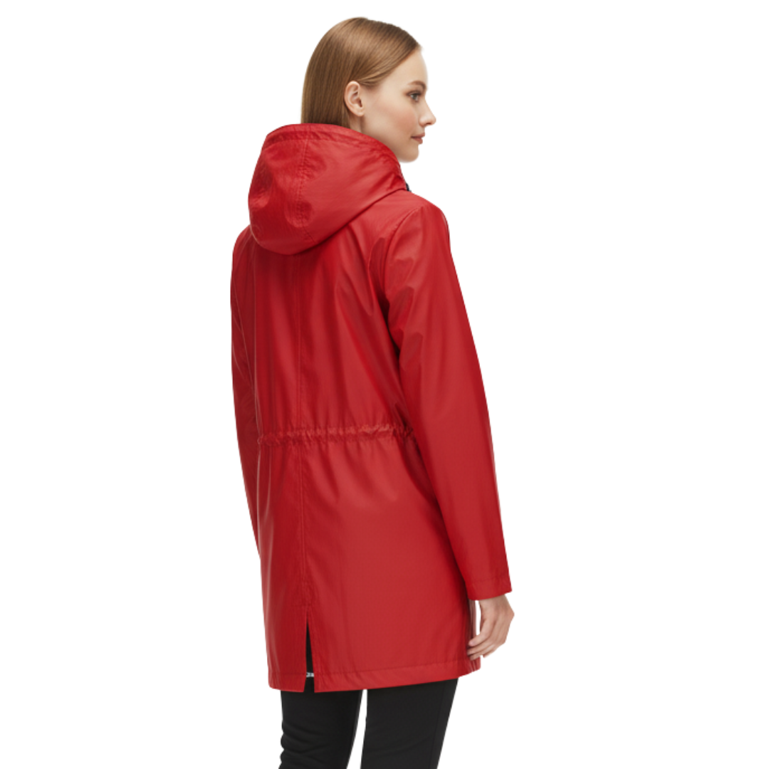 Women’s Waterproof Lightweight Jacket with Adjustable Waist – Hooded Raincoat