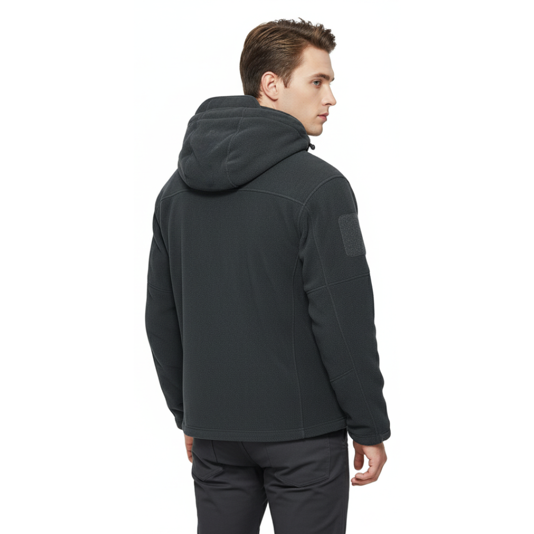 Men’s Windproof Hooded Fleece Jacket – Warm Outdoor Softshell