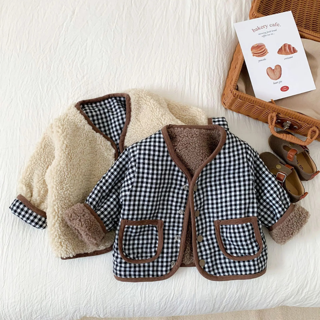 Baby Jacket – Reversible Plush & Plaid Children’s Jacket SnuggleTurn