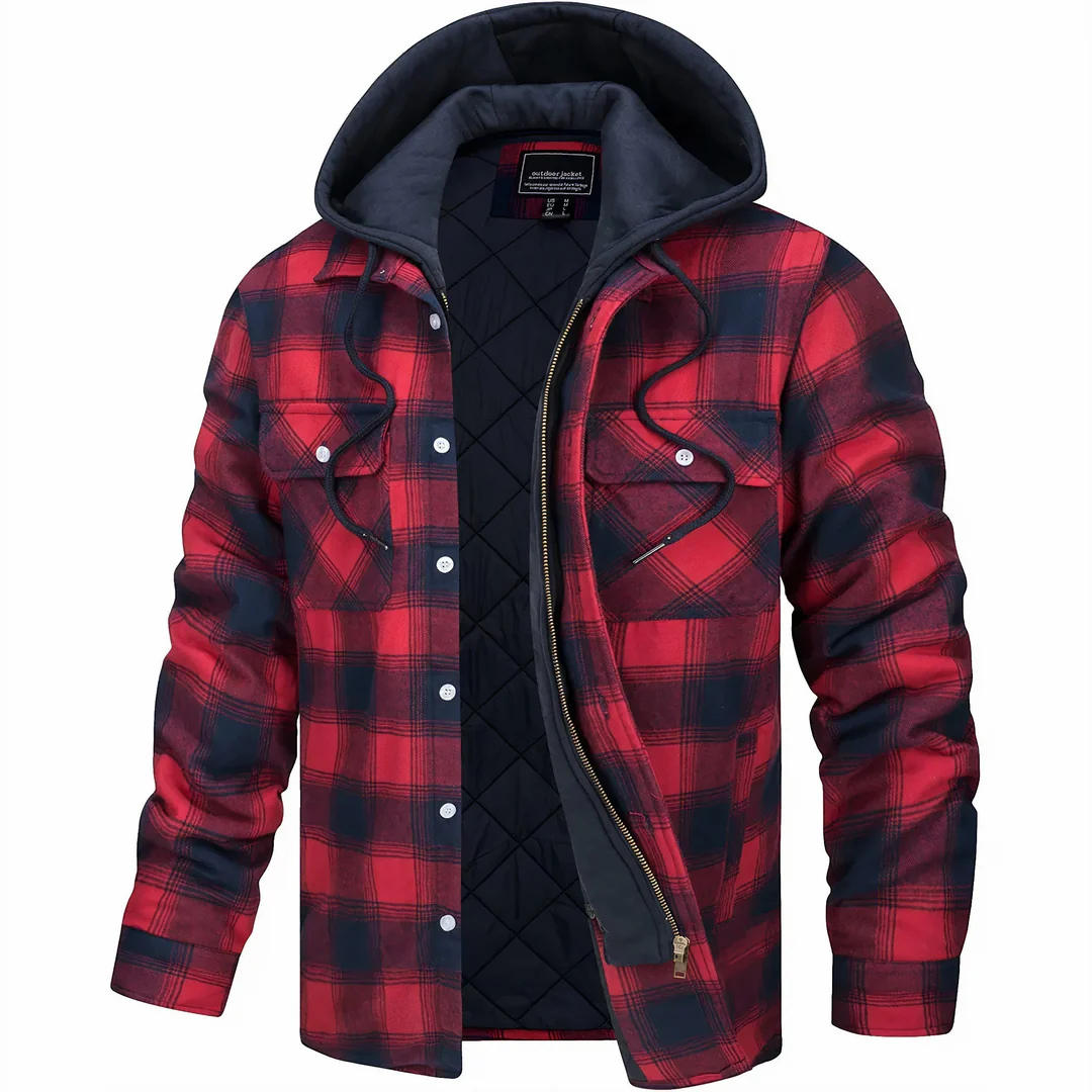 Casual Jacket with Check Pattern & Detachable Hood – NordicFlannel Jacket