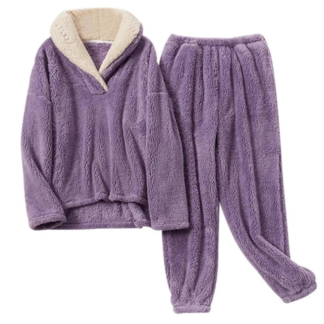 Women's Pyjamas 2-Piece Fleece with Long Sleeves & Trousers – WinterCozy Set