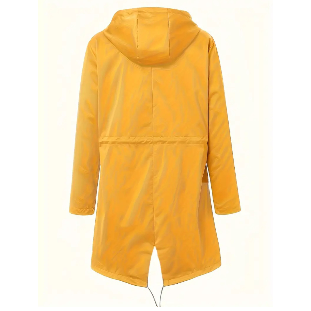 Women’s Long Waterproof Raincoat with Hood – Lightweight Casual Coat