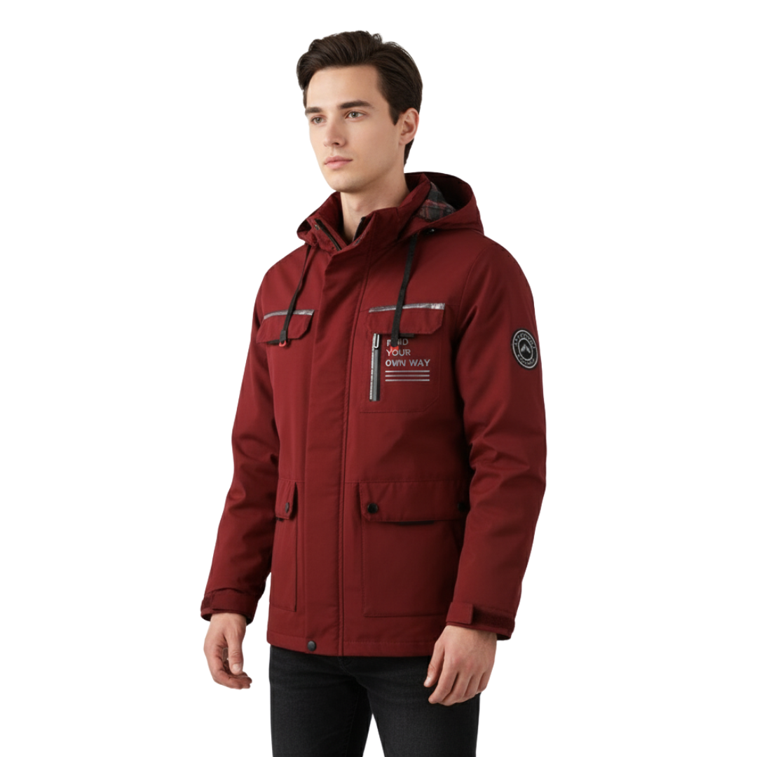 Men’s Hooded Fleece Jacket – Windproof Outdoor Zip-Up Coat