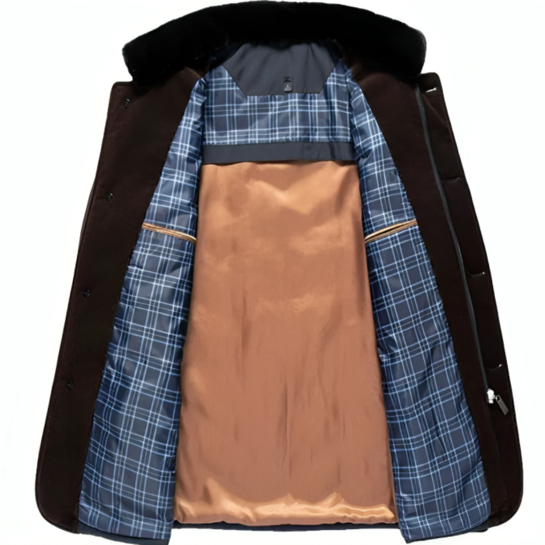 Men’s Quilted Stand Collar Jacket – Warm Padded Winter Coat