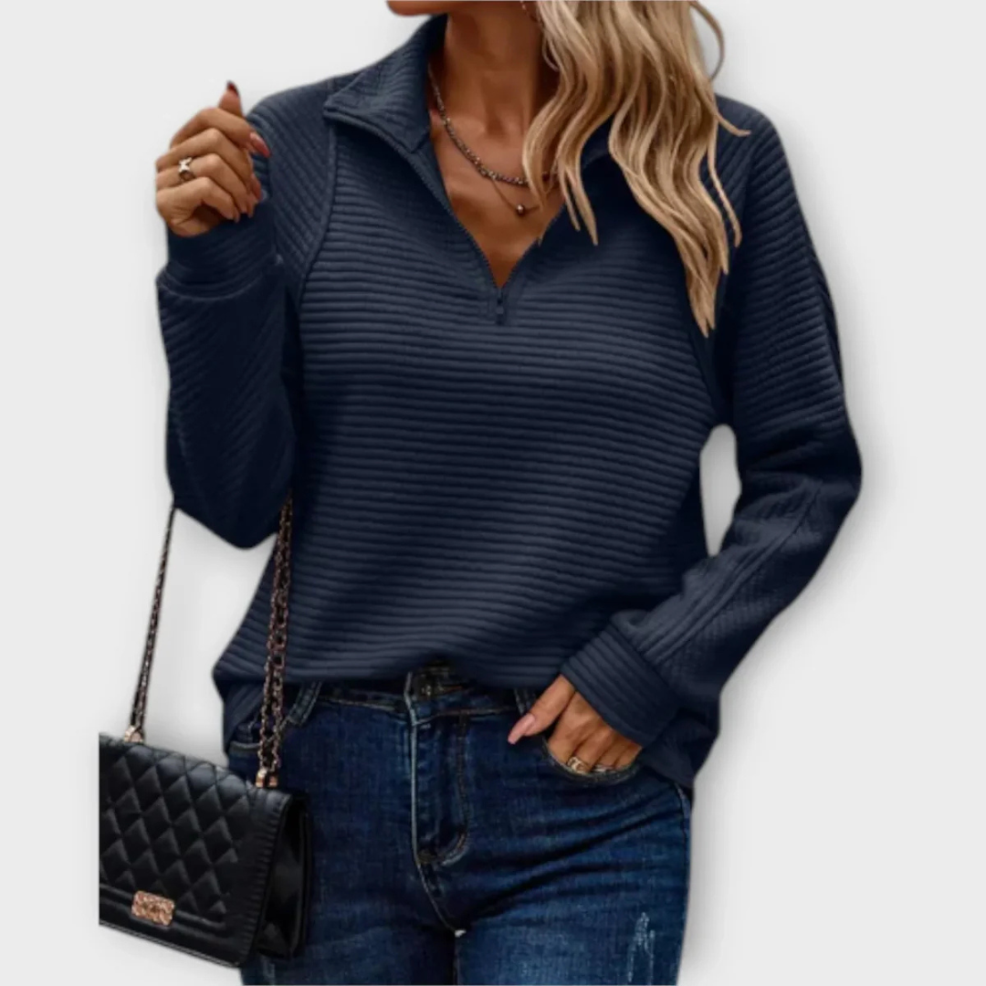 Half-Zip Sweater with V-Neck – ZipLuxe Pullover
