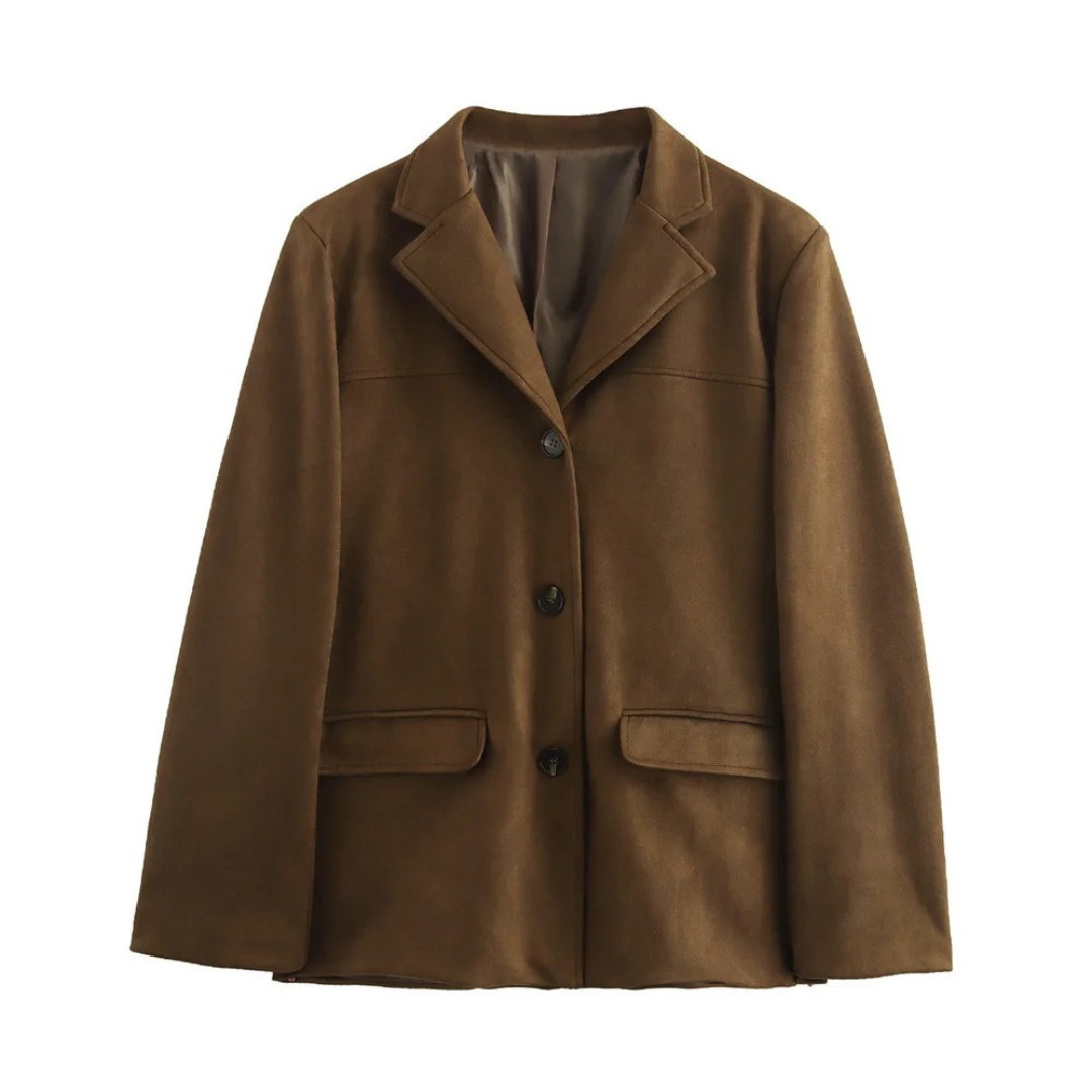 Women’s Single-Breasted Wool Coat – Tailored Long Overcoat