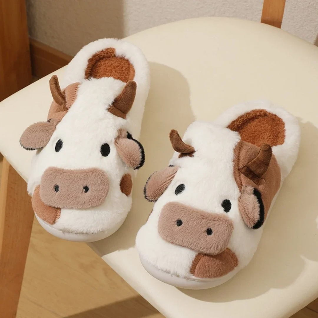 Slipper for Women – MooMates Plush Cartoon Cow Slippers