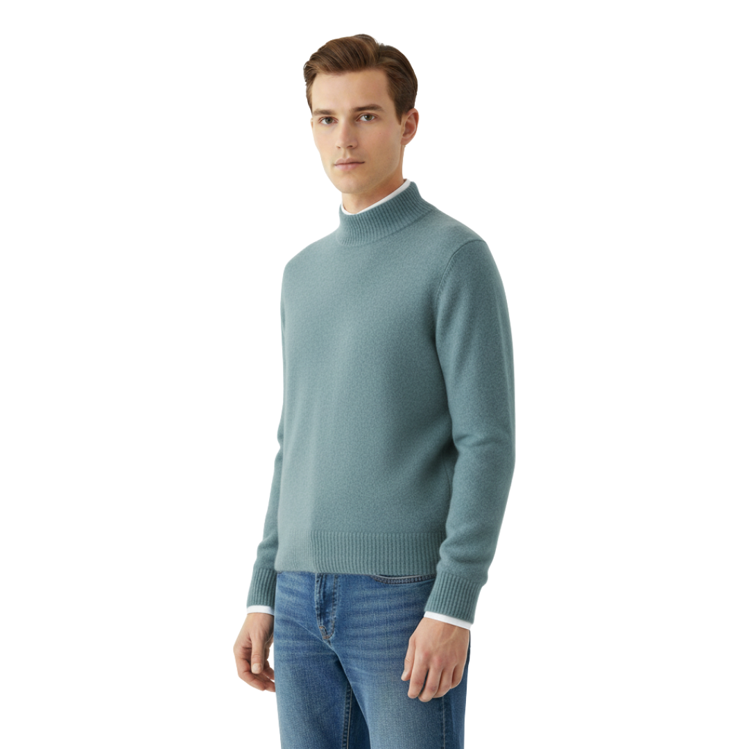 Men’s Cashmere-Feel Knit Sweater – Soft Turtleneck Jumper