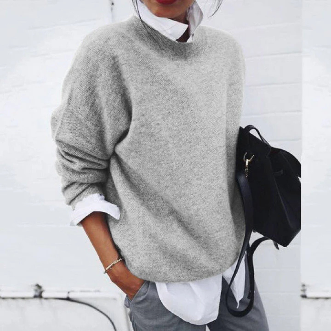 Women’s Soft Cashmere-Look Knit Sweater – Crew Neck Jumper