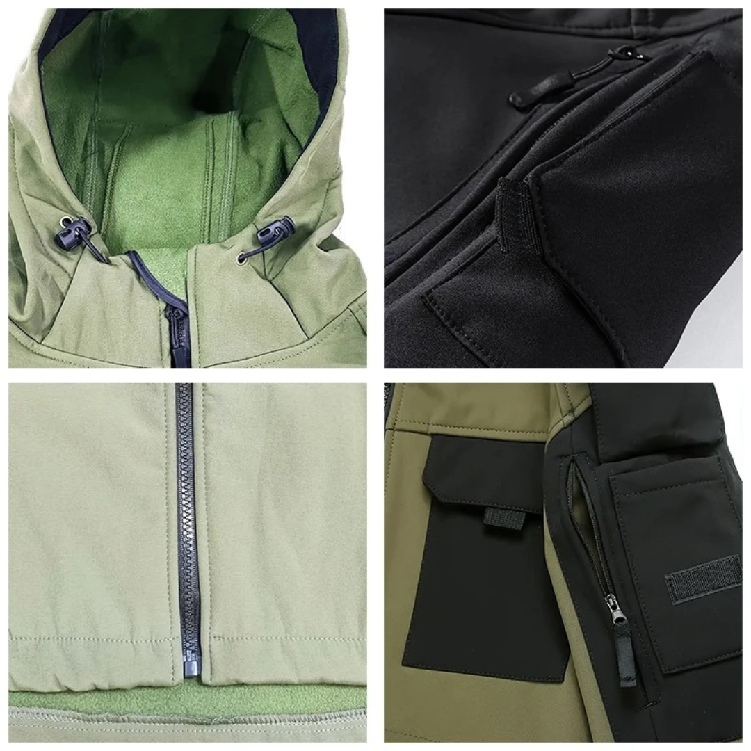 Men’s Waterproof Tactical Fleece Jacket – Windproof Softshell with Hood