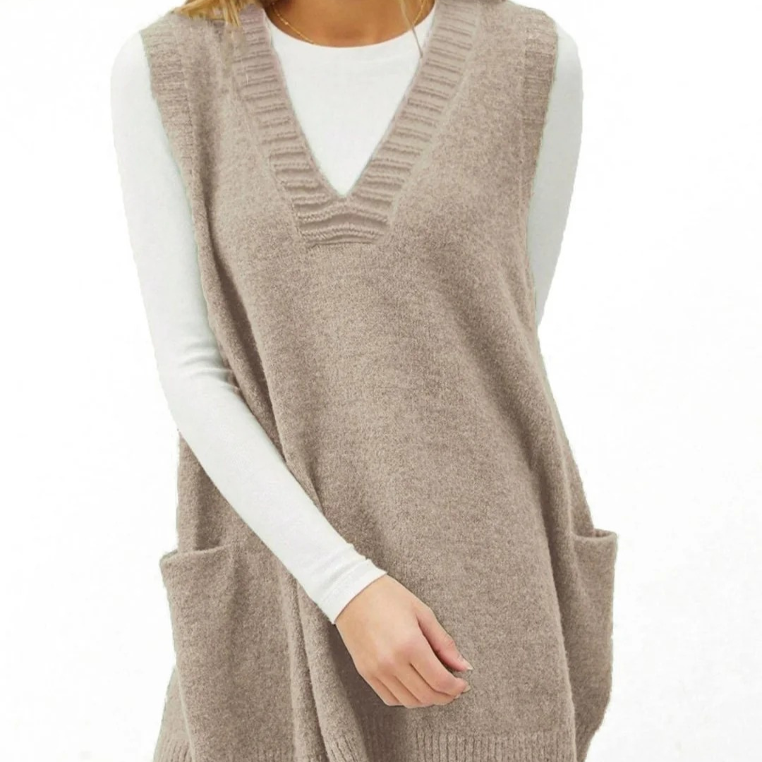 Knit Vest with Pockets & V-Neck – AutumnEase Vest