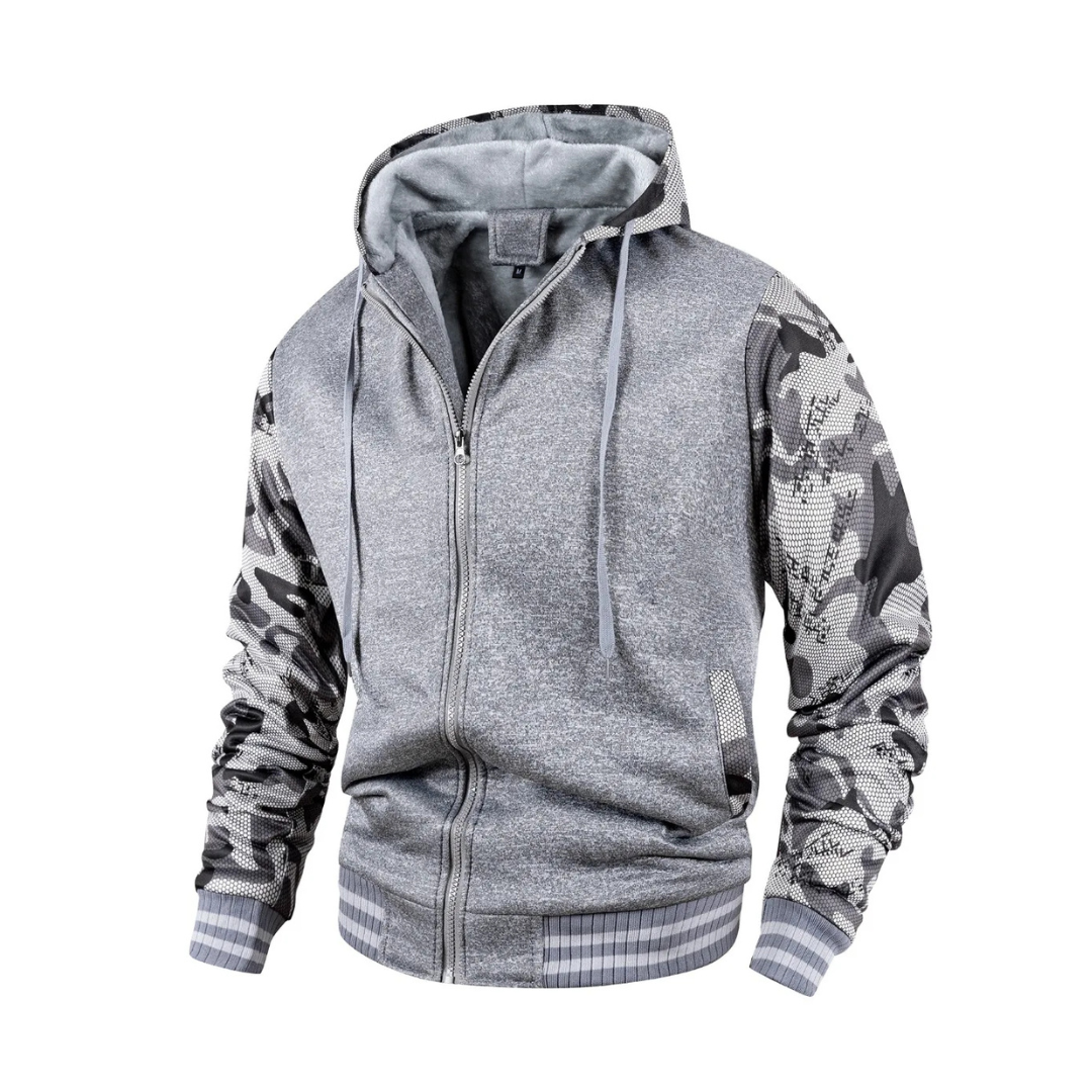 Men’s Wool-Lined Fleece Jacket – Warm Hooded Winter Zip-Up