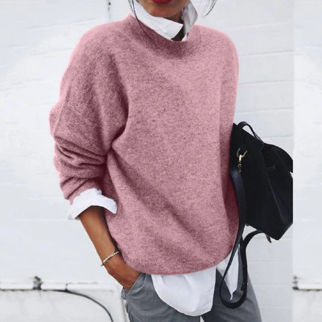 Women’s Soft Cashmere-Look Knit Sweater – Crew Neck Jumper