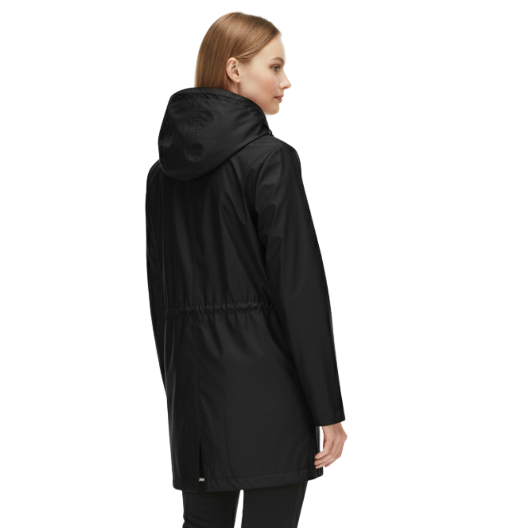 Women’s Waterproof Lightweight Jacket with Adjustable Waist – Hooded Raincoat