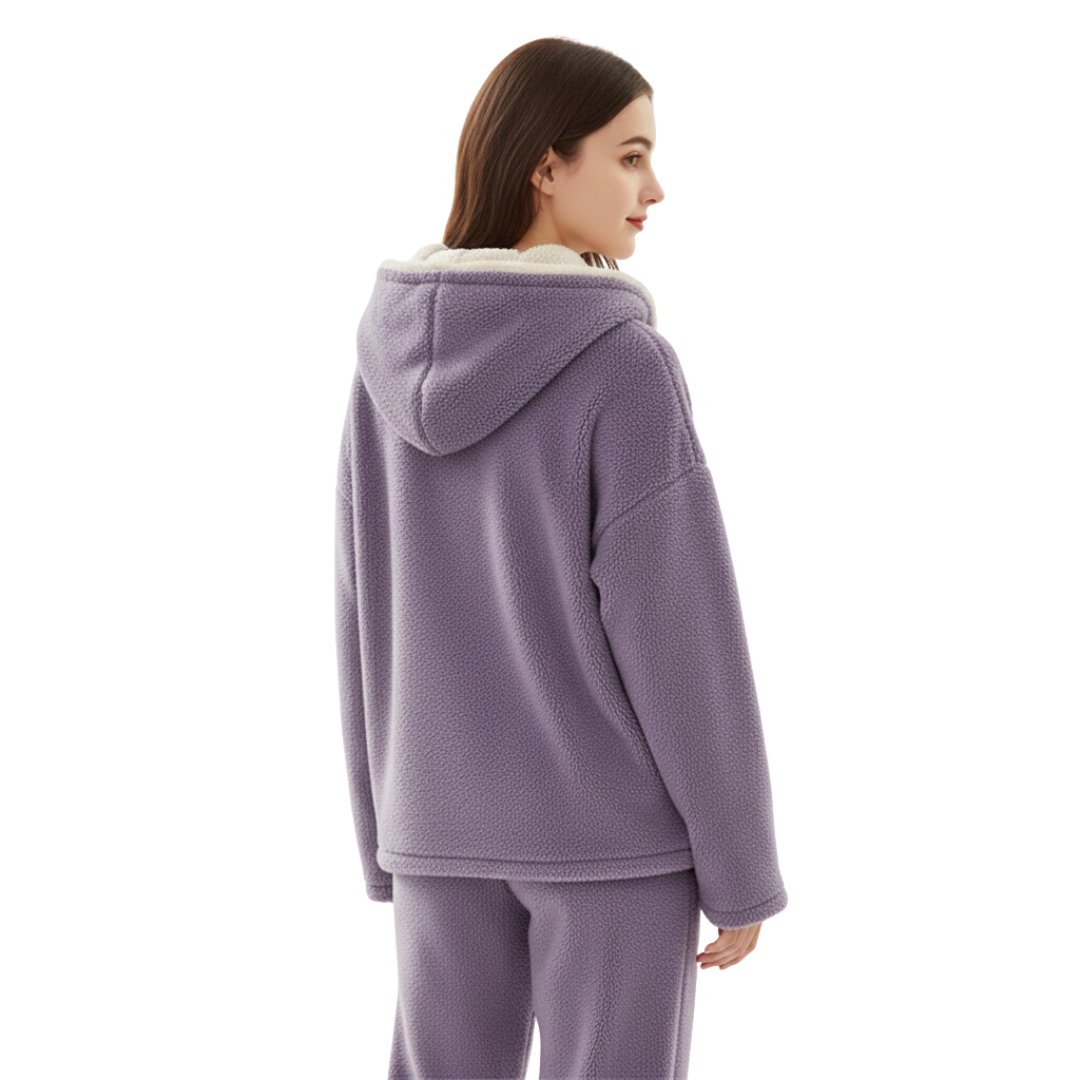 Women’s Fleece Pyjama Set with Long Sleeves & Trousers – WinterCozy 2-Piece Loungewear