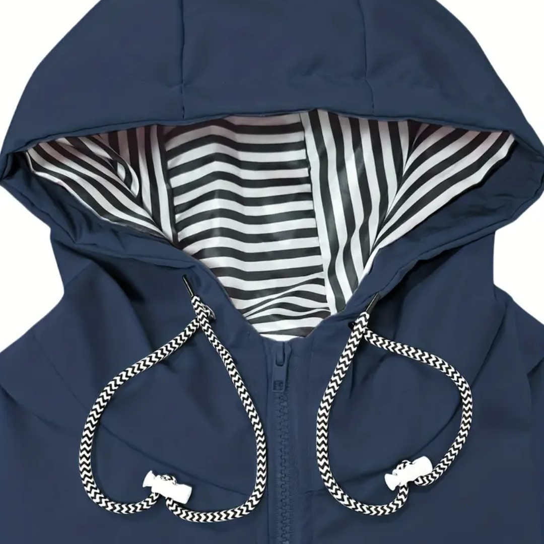 Women’s Long Waterproof Raincoat with Hood – Lightweight Casual Coat