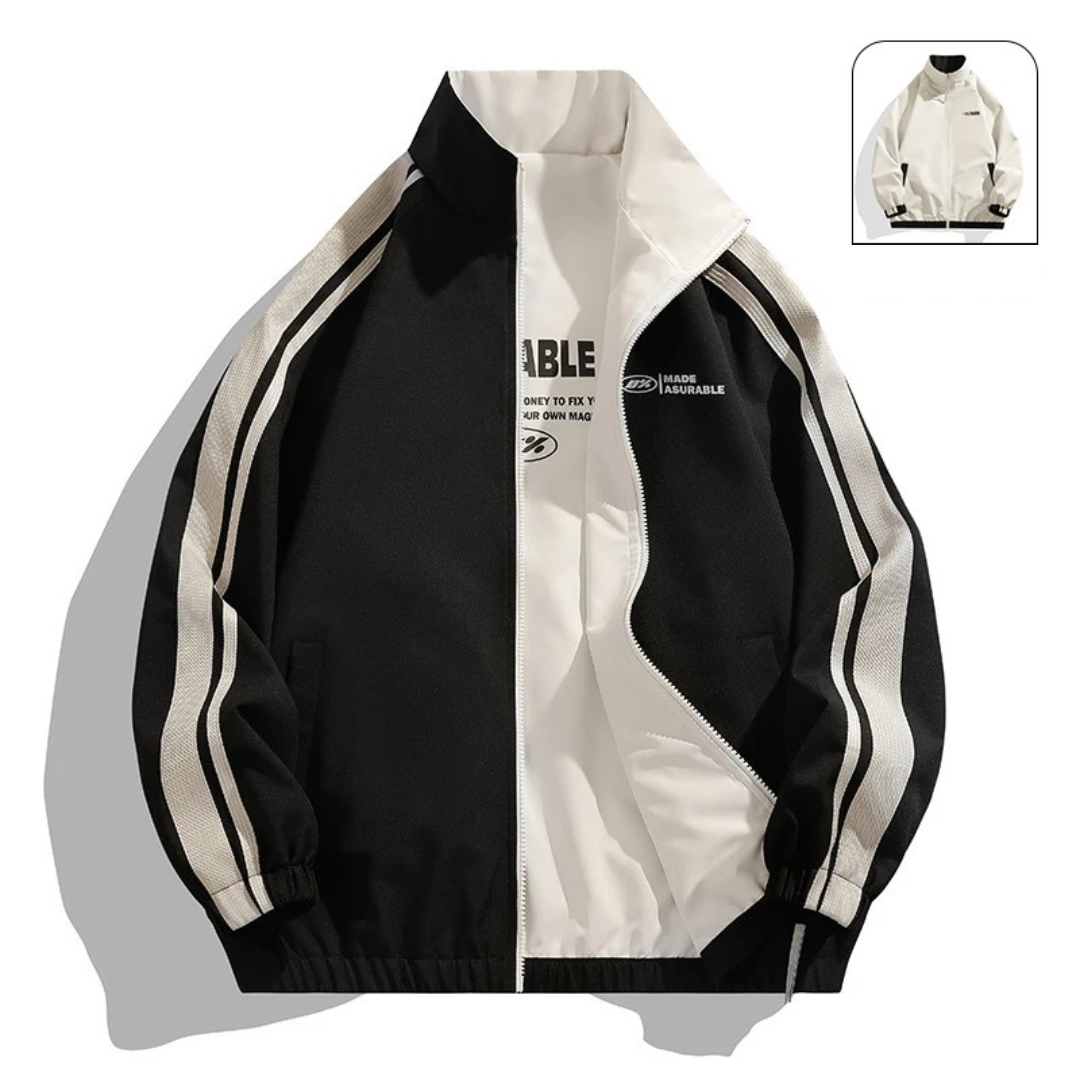 Unisex Windproof Reversible Track Jacket – Zip-Up Shell