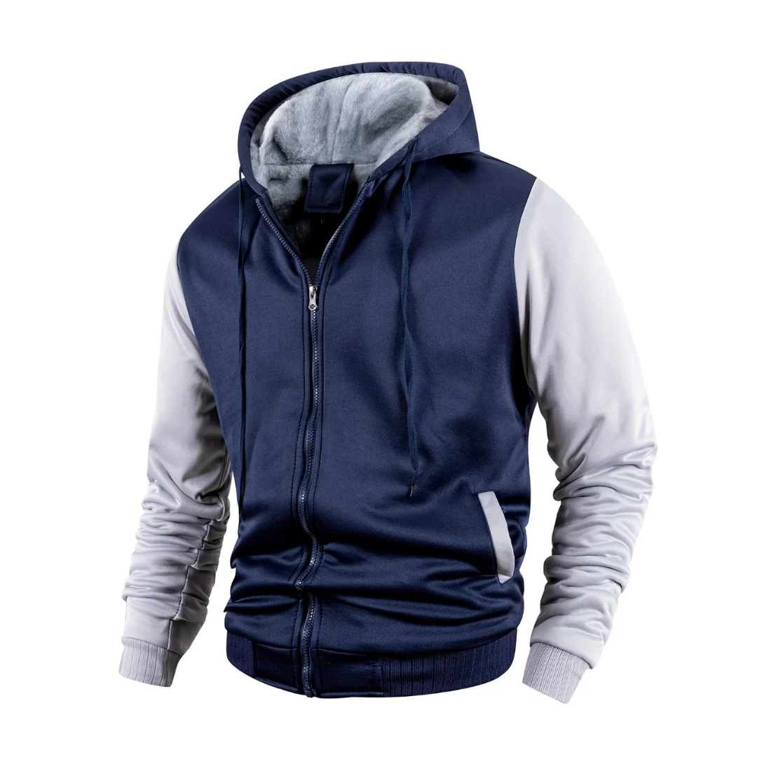 Men’s Wool-Lined Fleece Jacket – Warm Hooded Winter Zip-Up