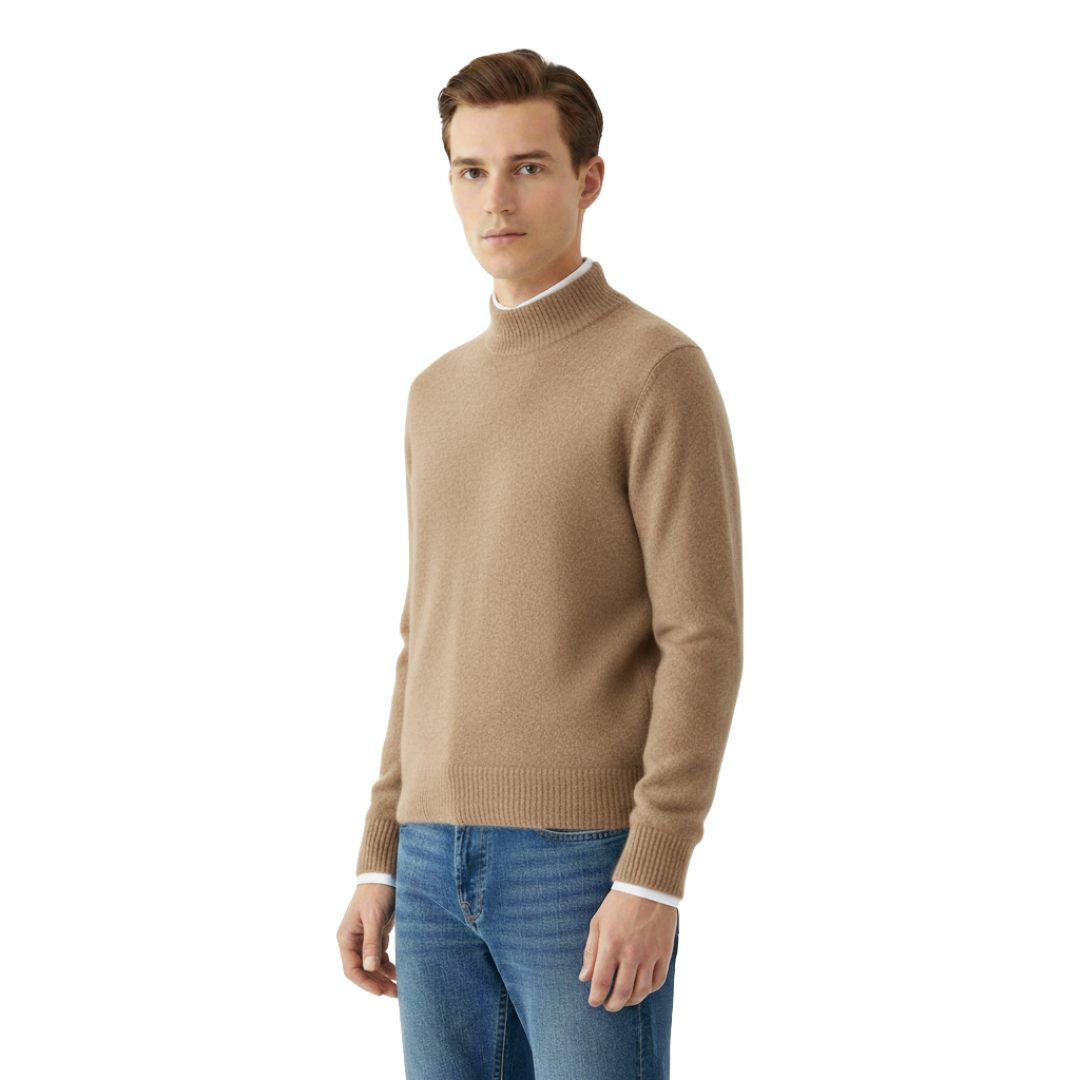 Men’s Cashmere-Feel Knit Sweater – Soft Turtleneck Jumper