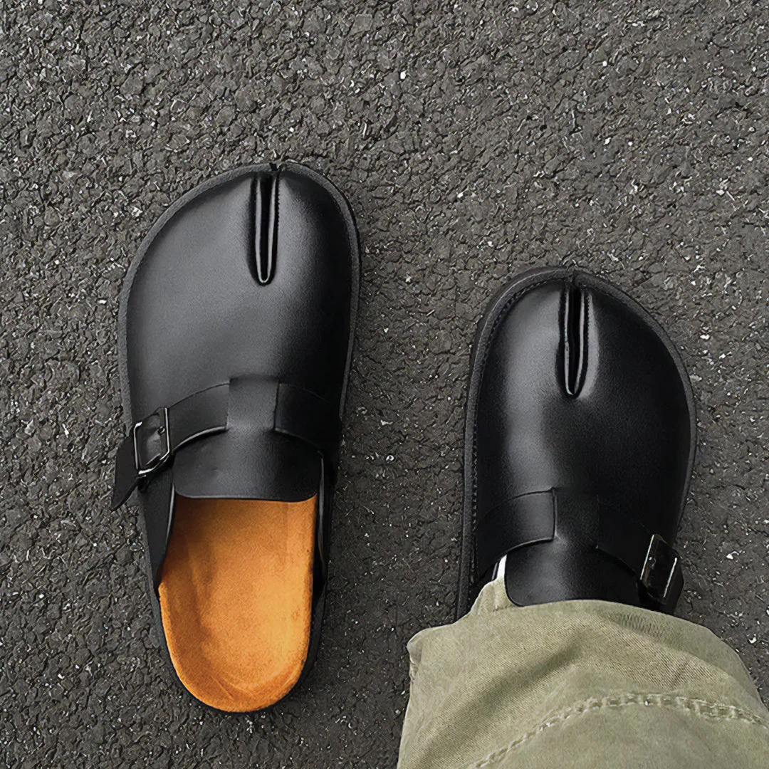 Leather Mules – Tabi Buckle Loafers