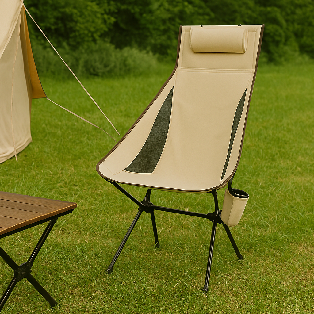 Folding Chair with Headrest & Aluminium Frame – CampNest Chair