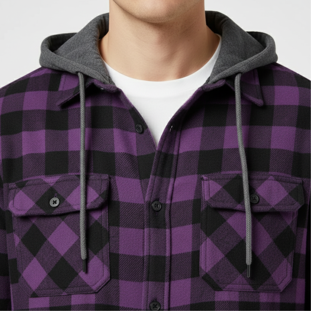 Nordspur | Long Sleeve Hooded Flannel Shirt