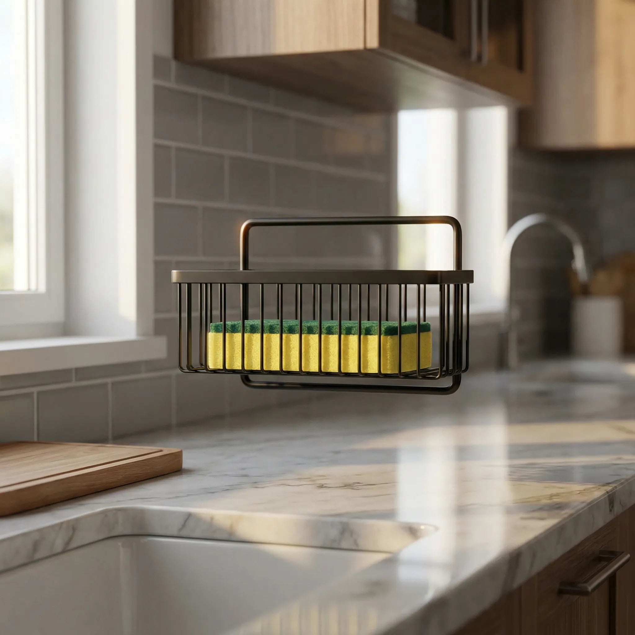 Adhesive Sink Hook Rack for Sponges and Brushes