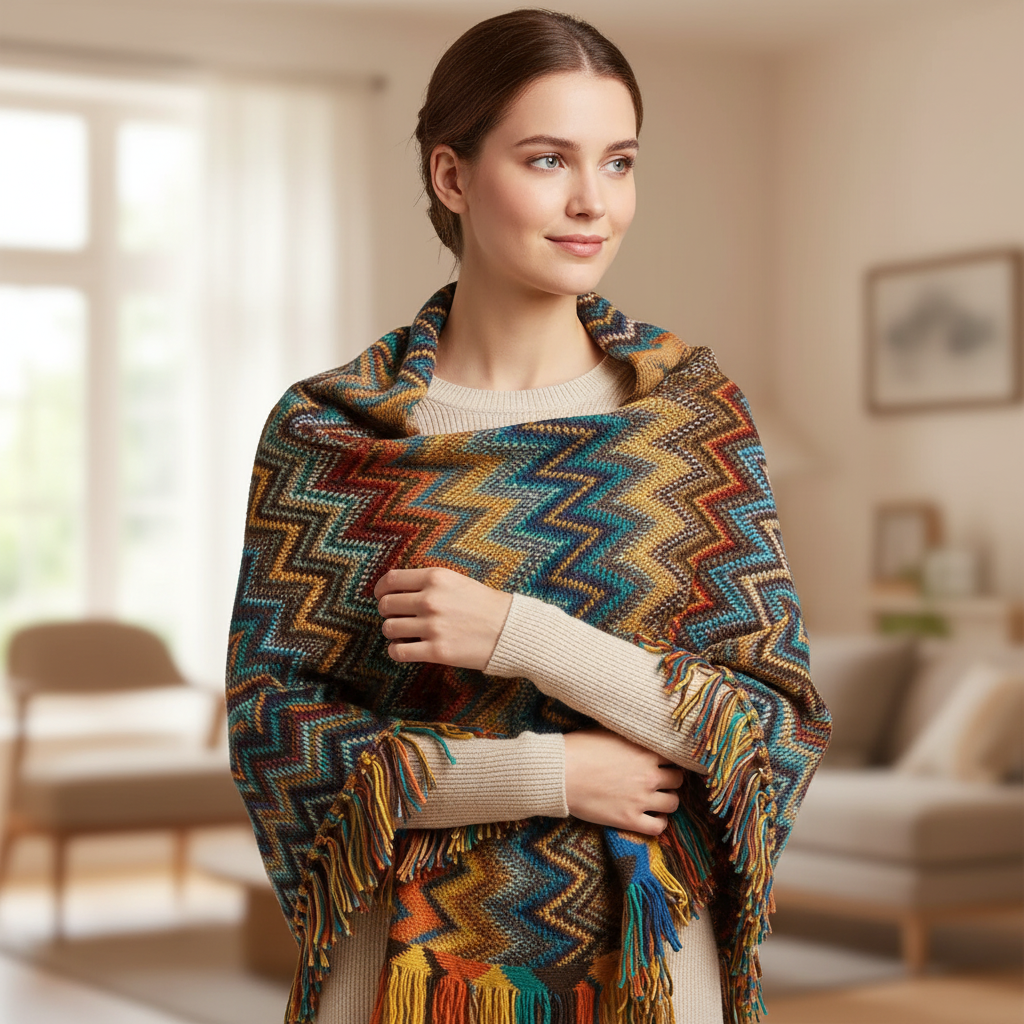 Nordspur | Knitted Geometric Throw Blanket