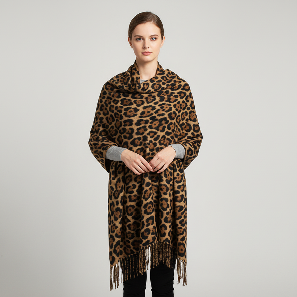 Nordspur | Leopard Print Winter Shawl