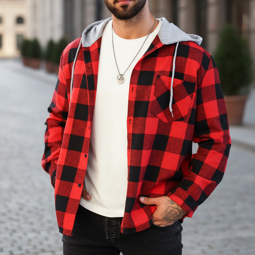 Nordspur | Men Relaxed Hooded Shirt Jacket