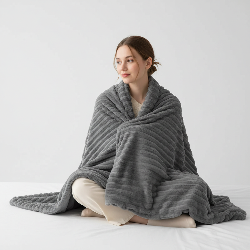 Nordspur | Striped Coral Fleece Blanket