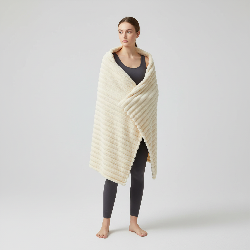 Nordspur | Thick Striped Coral Fleece Blanket