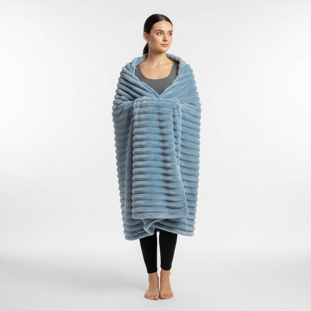 Nordspur | Thick Striped Coral Fleece Blanket