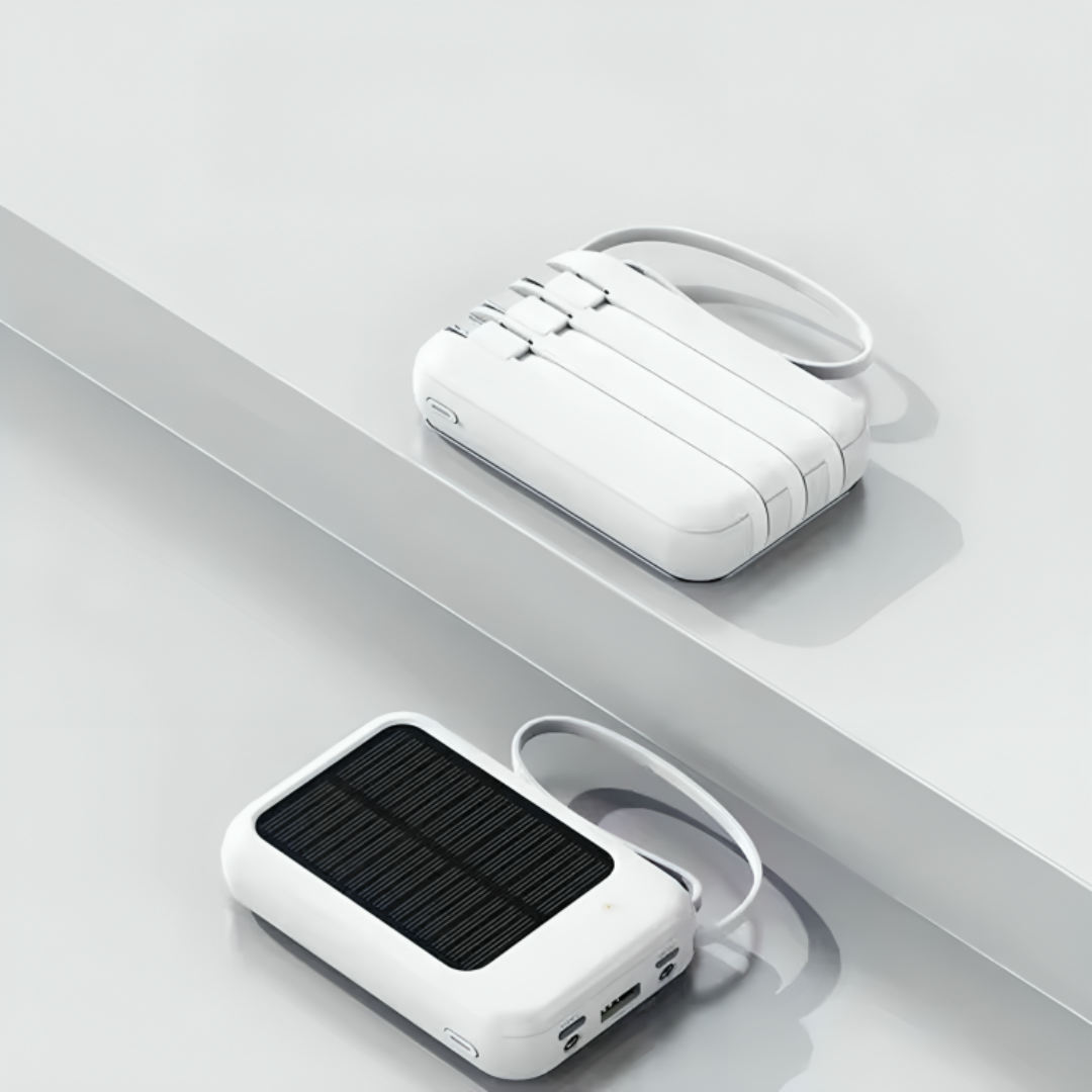 Solar Power Bank 10000 mAh with LED & Cables – SunCharge Ultra-Electronics & Accessories > Powerbanks > Solar- Powerbanks-NordSpur-NordSpur