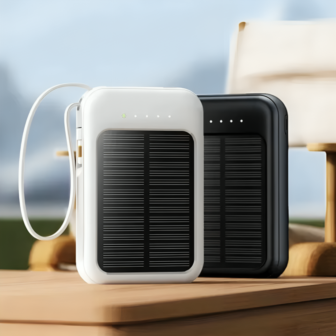 Solar Power Bank 10000 mAh with LED & Cables – SunCharge Ultra-Electronics & Accessories > Powerbanks > Solar- Powerbanks-NordSpur-NordSpur