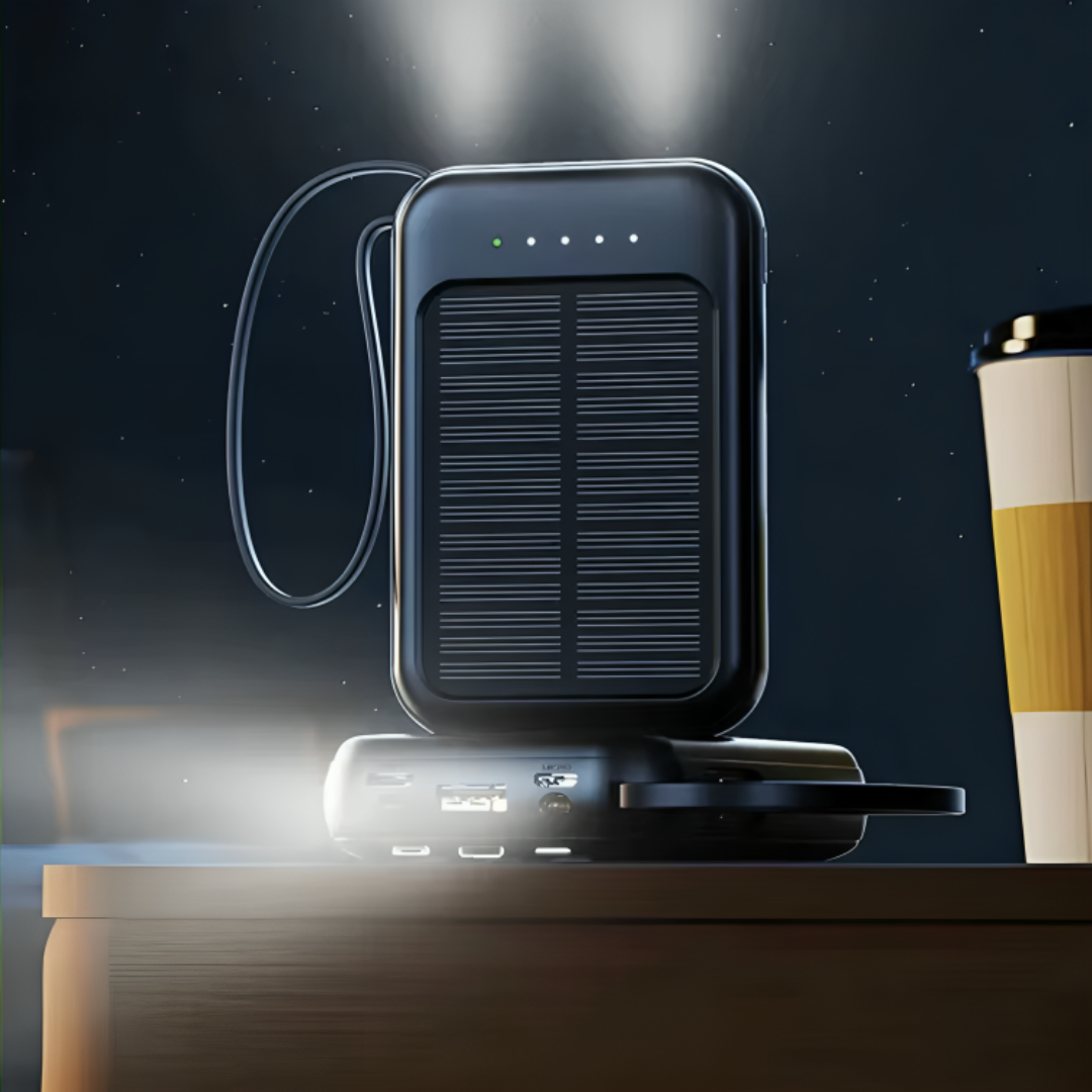 Solar Power Bank 10000 mAh with LED & Cables – SunCharge Ultra-Electronics & Accessories > Powerbanks > Solar- Powerbanks-NordSpur-NordSpur