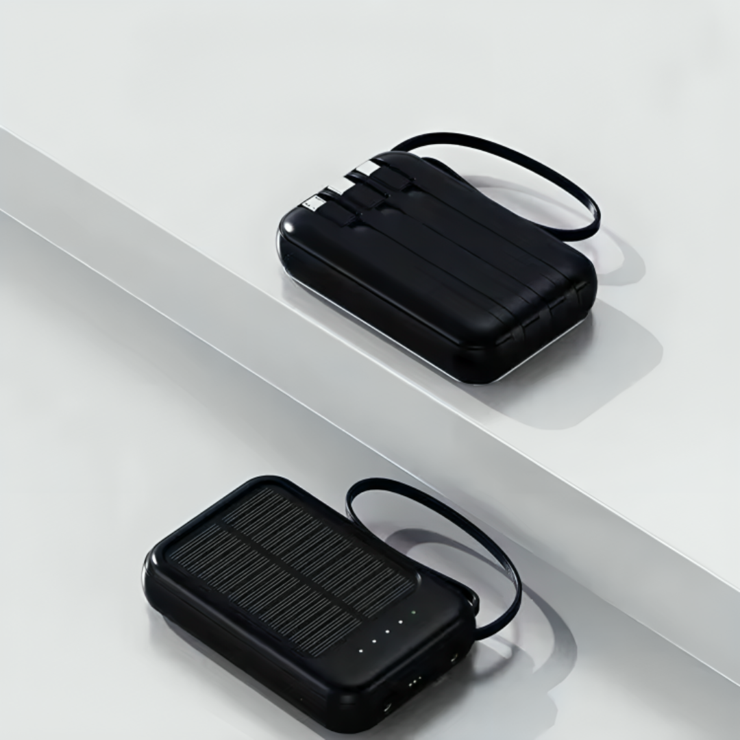 Solar Power Bank 10000 mAh with LED & Cables – SunCharge Ultra-Electronics & Accessories > Powerbanks > Solar- Powerbanks-NordSpur-NordSpur