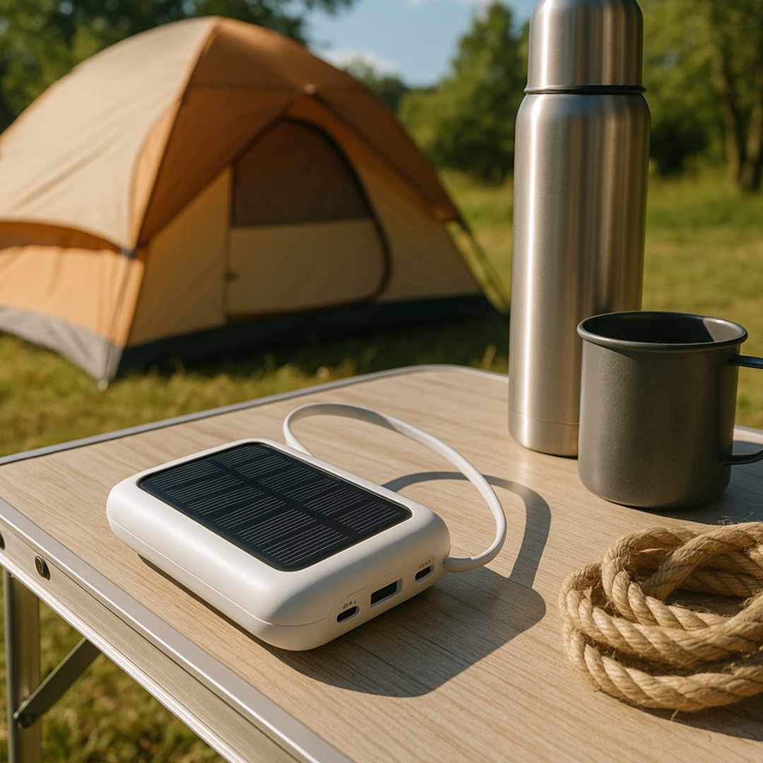 Solar Power Bank 10000 mAh with LED & Cables – SunCharge Ultra-Electronics & Accessories > Powerbanks > Solar- Powerbanks-NordSpur-White-NordSpur