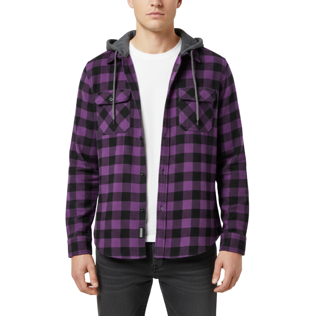 Nordspur | Long Sleeve Hooded Flannel Shirt